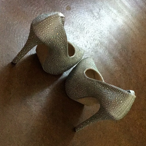 Platform Iridescent Rhinestone Heels - Picture 5 of 8